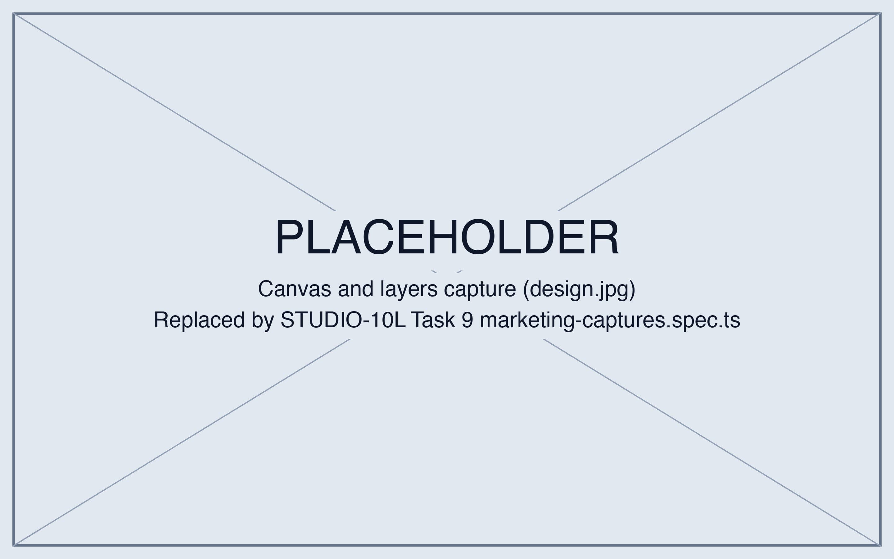 A designed page on Studio's canvas, with its layers